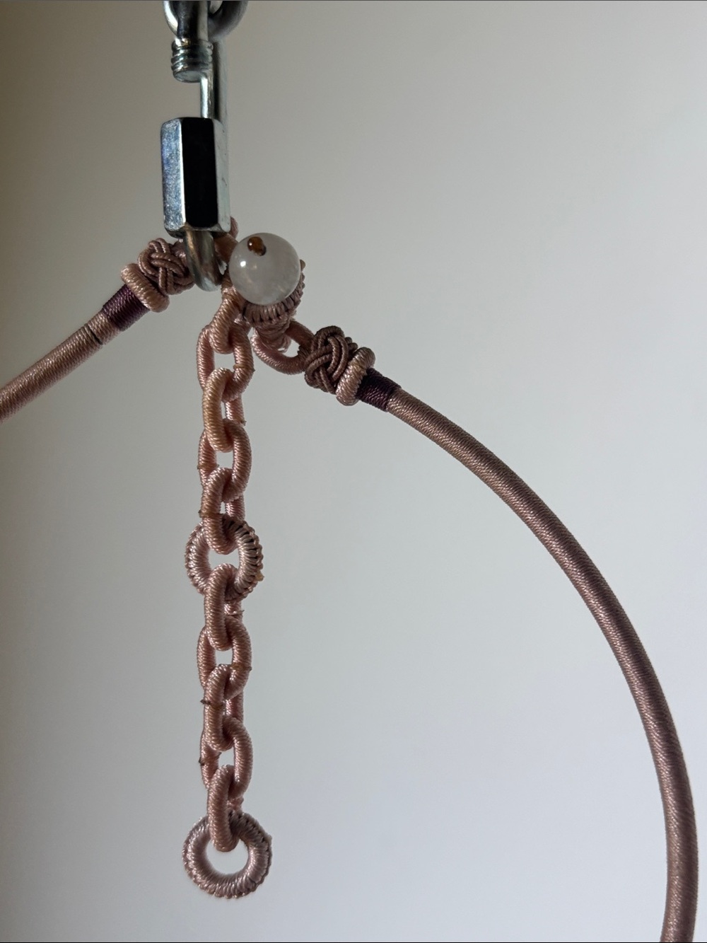Vintage Handcrafted Taupe Macramé Choker Necklace Adjustable - Picture 3 of 4